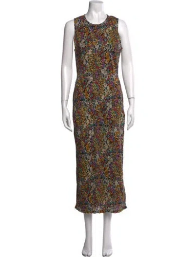 Pre-owned Apiece Apart Floral Print Long Dress In Black