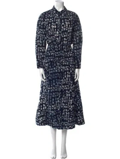 Pre-owned Apiece Apart Floral Print Long Dress In Blue