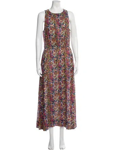 Pre-owned Apiece Apart Floral Print Long Dress In Blue