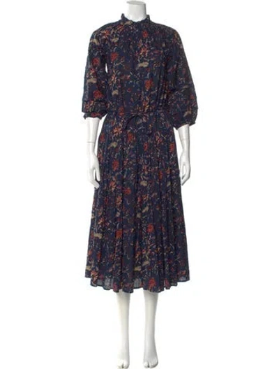 Pre-owned Apiece Apart Floral Print Long Dress In Blue