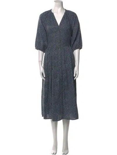 Pre-owned Apiece Apart Floral Print Long Dress In Blue
