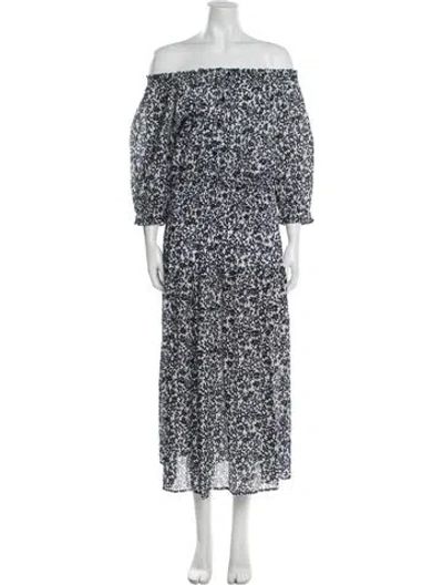Pre-owned Apiece Apart Floral Print Long Dress In Blue