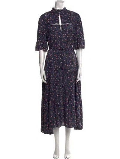 Pre-owned Apiece Apart Floral Print Long Dress In Blue