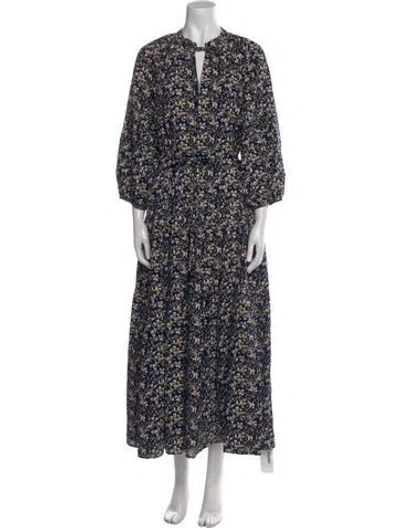 Pre-owned Apiece Apart Floral Print Long Dress In Blue