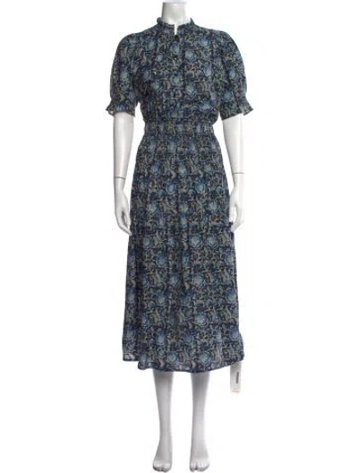Pre-owned Apiece Apart Floral Print Long Dress In Blue