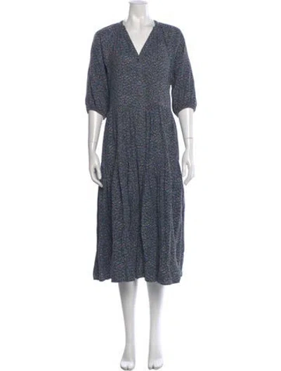 Pre-owned Apiece Apart Floral Print Long Dress In Blue