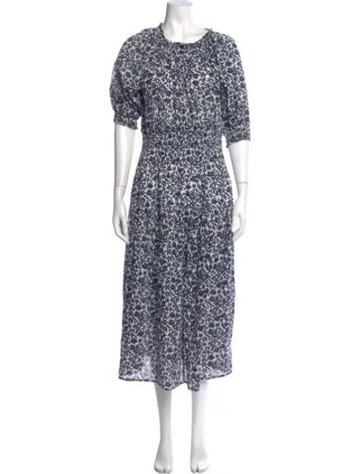 Pre-owned Apiece Apart Floral Print Long Dress In Blue