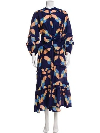 Pre-owned Apiece Apart Floral Print Long Dress In Blue