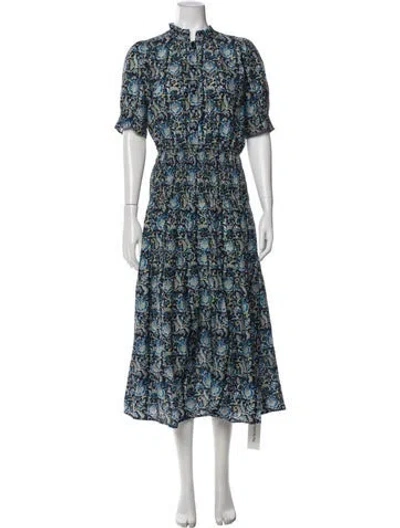 Pre-owned Apiece Apart Floral Print Long Dress In Blue