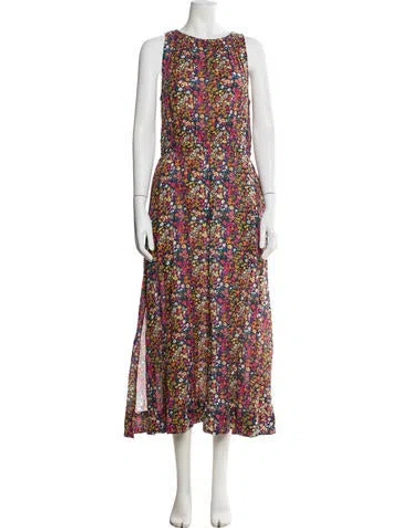 Pre-owned Apiece Apart Floral Print Long Dress In Blue