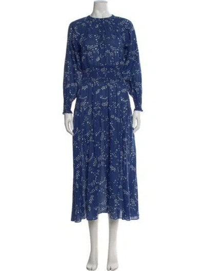 Pre-owned Apiece Apart Floral Print Long Dress In Blue