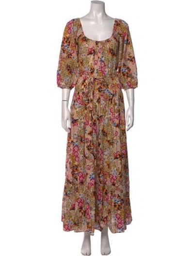 Pre-owned Apiece Apart Floral Print Long Dress In Blue