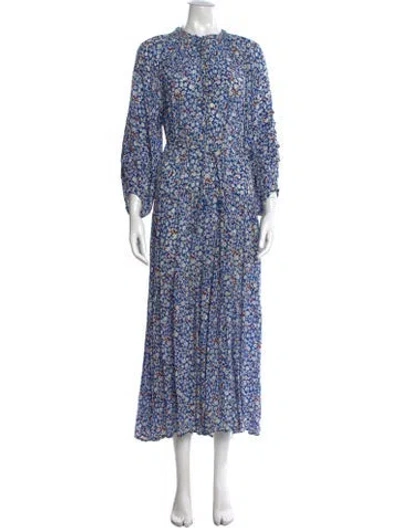 Pre-owned Apiece Apart Floral Print Long Dress In Blue