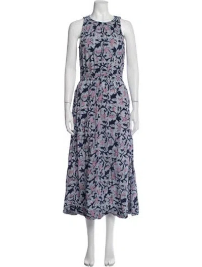 Pre-owned Apiece Apart Floral Print Long Dress In Blue