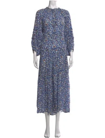 Pre-owned Apiece Apart Floral Print Long Dress In Blue