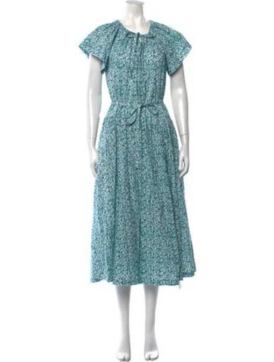 Pre-owned Apiece Apart Floral Print Long Dress In Blue