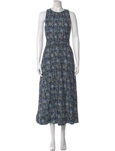 Pre-owned Apiece Apart Floral Print Long Dress In Green