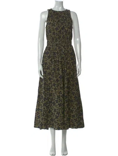 Pre-owned Apiece Apart Floral Print Long Dress In Green