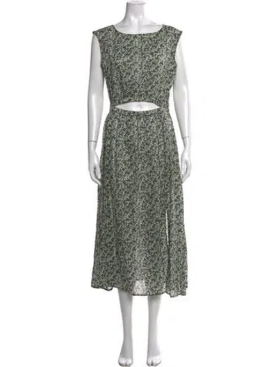 Pre-owned Apiece Apart Floral Print Long Dress In Green