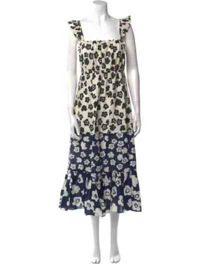 Pre-owned Apiece Apart Floral Print Long Dress In Multi