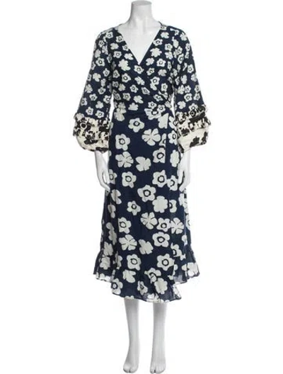 Pre-owned Apiece Apart Floral Print Long Dress In Multi