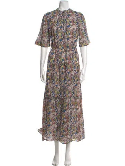 Pre-owned Apiece Apart Floral Print Long Dress In Multi