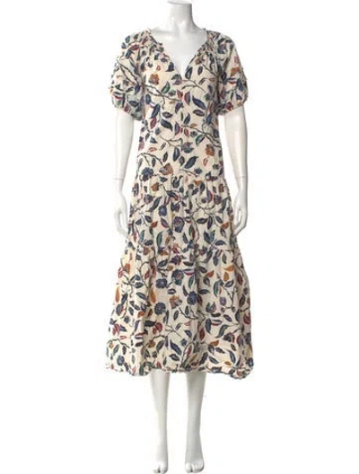 Pre-owned Apiece Apart Floral Print Long Dress In Multi
