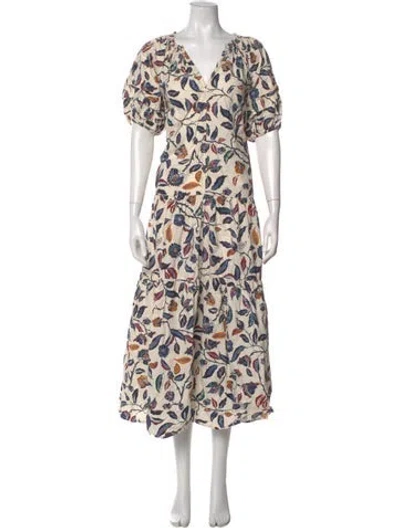 Pre-owned Apiece Apart Floral Print Long Dress In Multi