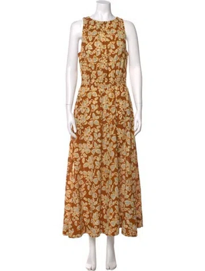 Pre-owned Apiece Apart Floral Print Long Dress In Multi