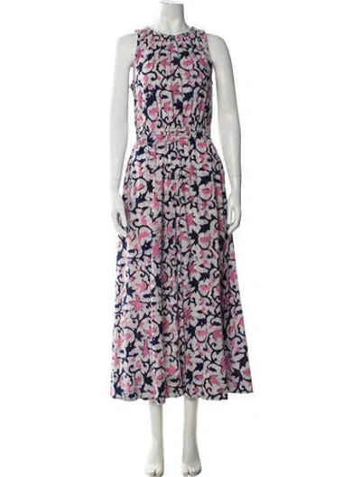 Pre-owned Apiece Apart Floral Print Long Dress In Multi