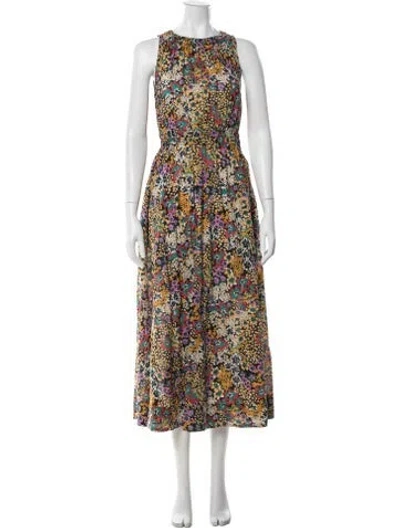 Pre-owned Apiece Apart Floral Print Long Dress In Multi