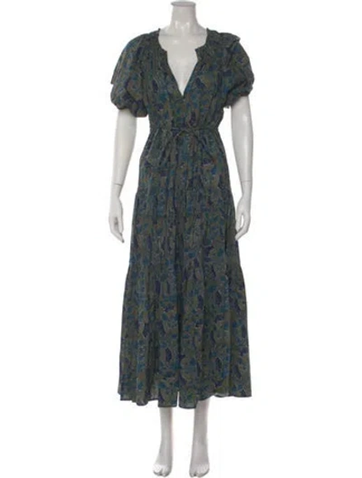 Pre-owned Apiece Apart Floral Print Long Dress In Multi