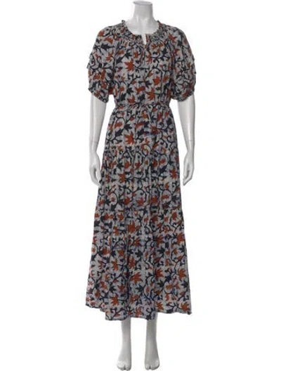 Pre-owned Apiece Apart Floral Print Long Dress In Multi