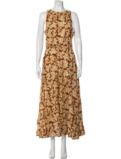 Pre-owned Apiece Apart Floral Print Long Dress In Multicolor