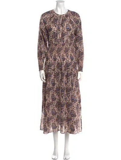 Pre-owned Apiece Apart Floral Print Long Dress In Neutral