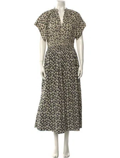 Pre-owned Apiece Apart Floral Print Long Dress In Neutral