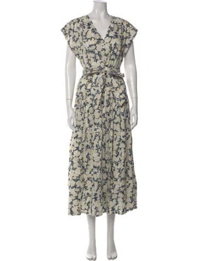 Pre-owned Apiece Apart Floral Print Long Dress In Neutral