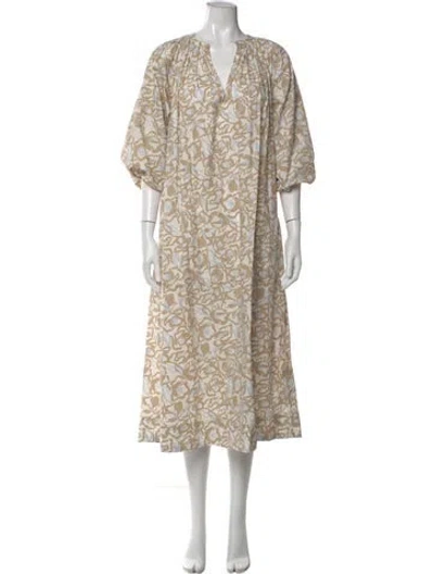 Pre-owned Apiece Apart Floral Print Long Dress In Neutral