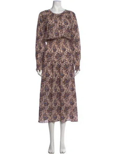Pre-owned Apiece Apart Floral Print Long Dress In Neutral