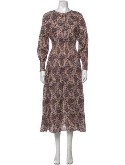 Pre-owned Apiece Apart Floral Print Long Dress In Neutrals