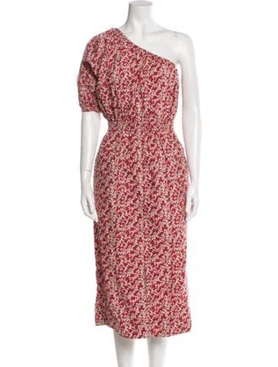 Pre-owned Apiece Apart Floral Print Long Dress In Red