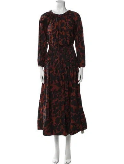 Pre-owned Apiece Apart Floral Print Long Dress In Red