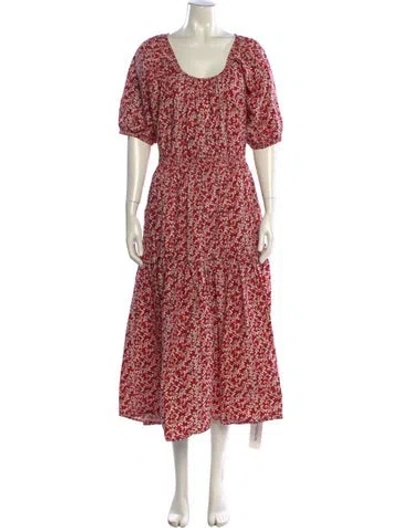 Pre-owned Apiece Apart Floral Print Long Dress In Red