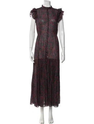Pre-owned Apiece Apart Floral Print Long Dress In Red