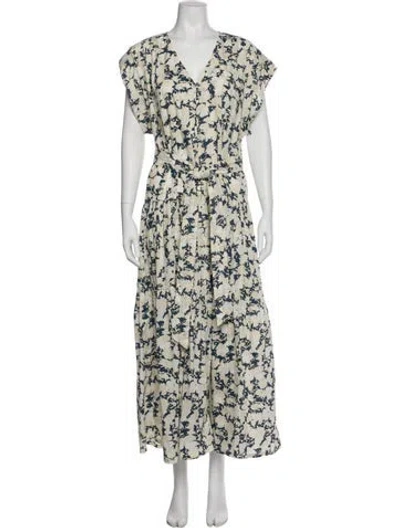 Pre-owned Apiece Apart Floral Print Long Dress W/ Tags In Blue