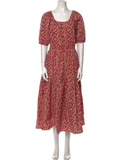 Pre-owned Apiece Apart Floral Print Long Dress W/ Tags In Red