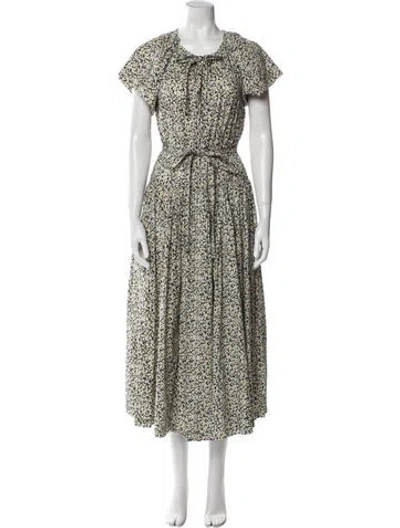 Pre-owned Apiece Apart Floral Print Long Dress In White