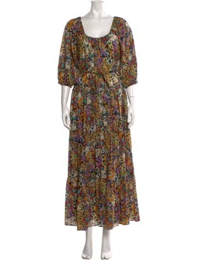 Pre-owned Apiece Apart Floral Print Long Dress In Yellow