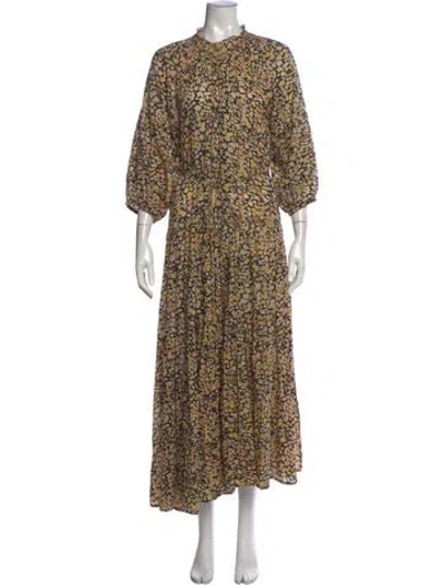 Pre-owned Apiece Apart Floral Print Long Dress In Yellow