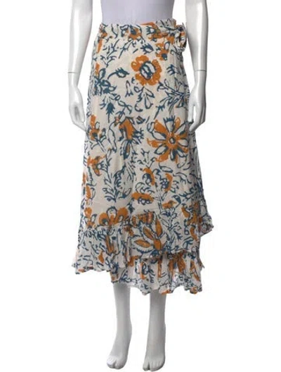 Pre-owned Apiece Apart Floral Print Long Skirt In Neutrals